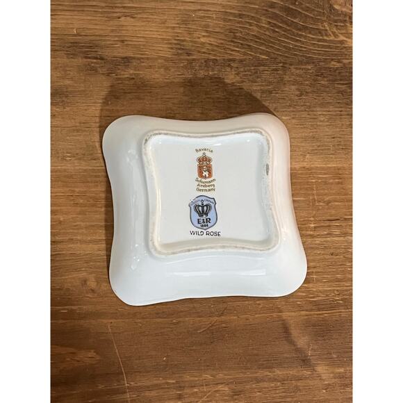 E&R Golden Crown Bavaria Wild Rose Trinket Dish 1940s Arzberg Germany Gold Trim - Picture 4 of 6